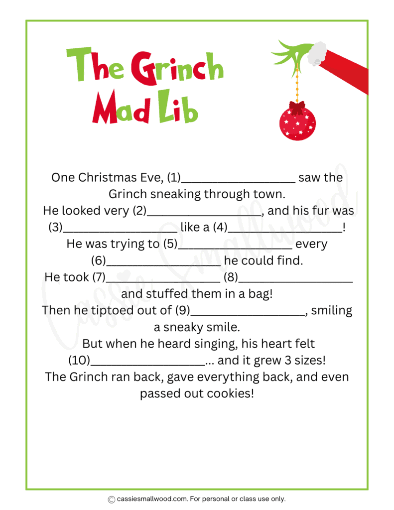 8 fun christmas mad libs for kids (free printable) - cassie smallwood